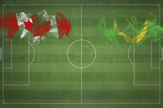 Canada vs Mauritania Soccer Match, national colors, national flags, soccer field, football game,