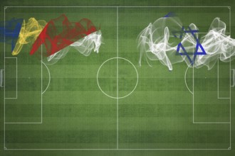 Seychelles vs Israel Soccer Match, national colors, national flags, soccer field, football game,