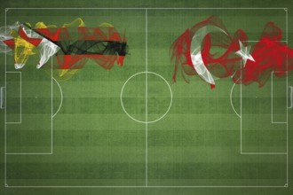 Zimbabwe vs Turkey Soccer Match, national colors, national flags, soccer field, football game,