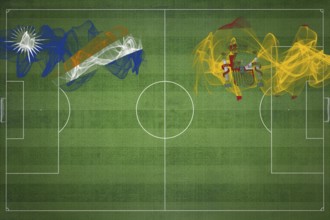 Marshall Islands vs Spain Soccer Match, national colors, national flags, soccer field, football