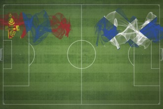 Mongolia vs Scotland Soccer Match, national colors, national flags, soccer field, football game,