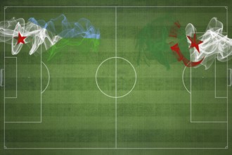 Djibouti vs Algeria Soccer Match, national colors, national flags, soccer field, football game,