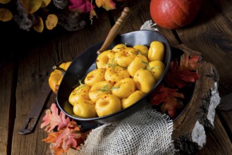 Delicious autumn dumplings with Hokkaido pumpkin puree