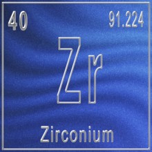 Zirconium chemical element, Sign with atomic number and atomic weight, Periodic Table Element