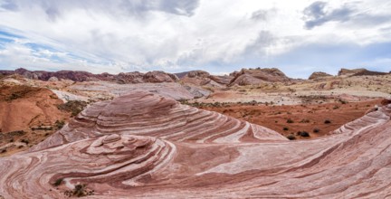 Iconic Fire Wave rock formation in the Valley of Fire State Park, USA, North America