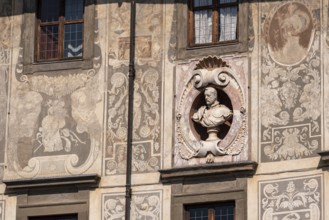 Rich ornate facade of the Palazzo della Carovana in the center of Pisa, Italy, Europe