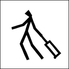 Illustration line drawing pulling luggage, india, asia