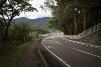 Winding road, Fujiomurosengen Shrine Hongu, Fujikawaguchiko, Yamanashi Prefecture, Japan, Asia