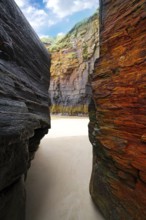 Playa las catedrales Catedrais beach in Ribadeo Galicia of Lugo Spain