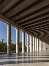 A picture of the Stoa of Attalos as seen from inside its colonnade