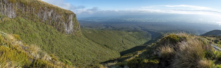 Hiking the Mount Taranaki on a sunny summer day, New Zealand, Oceania