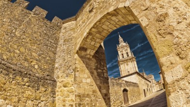 Wall City and Door of San Miguel, 15th Century, El Burgo de Osma, Soria, Castilla y León, Spain,