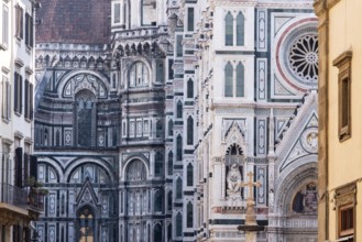 Neo-gothic facade of the renaissance cathedral Santa Maria del Fiore in Florence, Italy, Europe