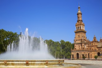 Seville Sevilla Plaza de Espana fountain Andalusia Spain square