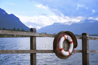 Geneve Lake Leman Geneva lifebuoy Switzerland Swiss