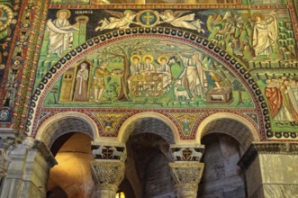 Beautiful Byzantine mosaics in the 6th century church of San Vitale, Ravenna, Italy, Europe