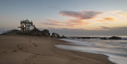 The famous and Picturesque church of Senhor da pedra south of Porto in Portugal in the Atlantic