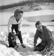 Winter in the 1940s. Actor Nils Kihlberg, 1915-1965 is pictured here with his wife Ann-Britt. They