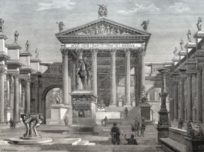 Reconstruction of the Temple of Minerva, Forum of Nerva, ancient Rome
