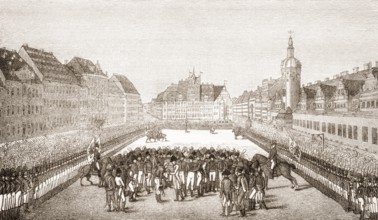 The monarchs and generals at the market place in Leipzig on 19.10.1813, Battle of the Nations,