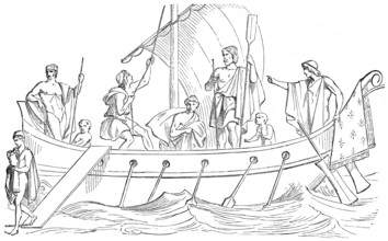 The boat of Menelaus or Menelaos, king of Mycenaean Sparta, Trojan War