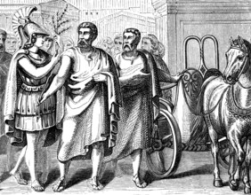 The returning of Cimon or Kimon, c.?510-450 BC, an Athenian statesman and general in Ancient Greece