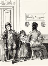 Charlotte playing piano, with Werther, The Sorrows of Young Werter, a novel by Johann Wolfgang von