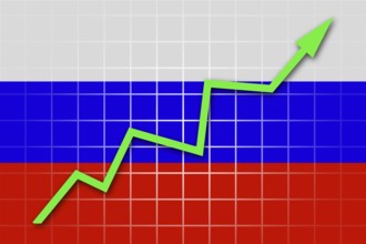 The Russian flag and arrow graph going up