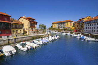 Llanes village port marina in Asturias of Spain