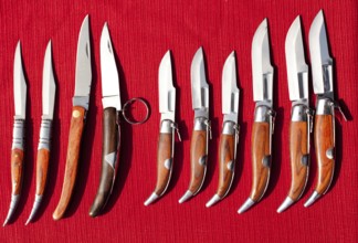 Jacknife collection spain style wood handle on red background