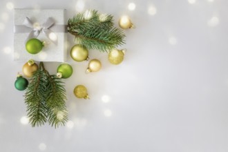 A Christmas decoration white background with gift box