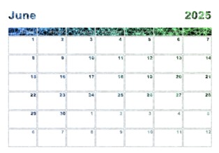 June 2025 calendar, week start Sunday, modern design