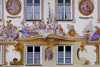 Traditional Lüftlmalerei in Upper Bavaria. Seen in the Ammertal. Bavaria, Germany, Europe