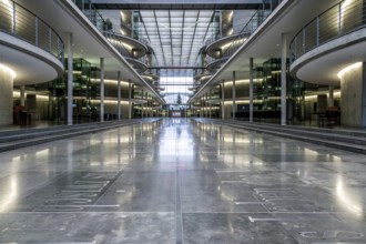 Interior design of the Paul Loebe building, part of the German Bundestag in Berlin, bright, modern