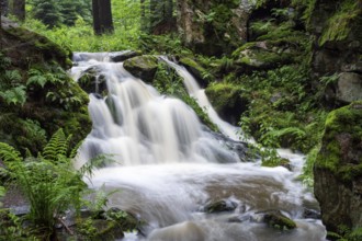 Waterfall, wild river Doubrava in Czech Republic. Valley Doubrava near Chotebor