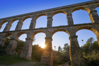Aqueduct Les Ferreres o Pont del Diable in Tarragona of Catalonia Roman