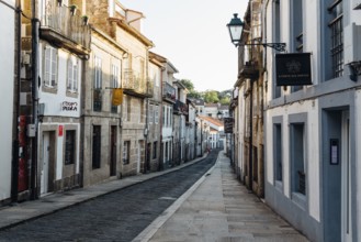 Santiago de Compostela, Spain, July 18, 2020: Street in historical centre of Santiago de