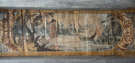 Ceiling painting of a 17th century love story as a comic strip, St., Sankt, Saint