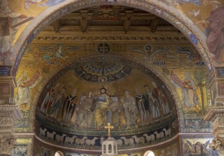 Rome, Roma, Santa Maria in Trastevere, mosaics in the apse, 12th century, Christ with Mary and