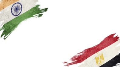 Flags of India and Egypt on White Background