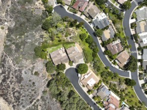 Aerial view over La Jolla Hills with big villas, San Diego, California, USA, North America