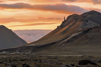 Evening mood in the highlands of Iceland, taken near the highland valley Landmannalaugar in