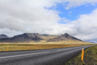 Cloudy mountains at a road in Snaefellsnes National Park