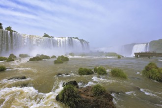 Fantastically spectacular boiling and thundering waterfalls of Iguazu. Waterfalls in Brazil