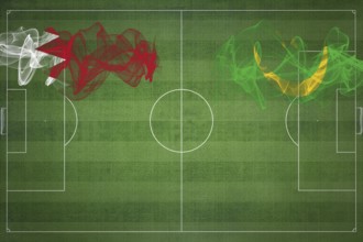Bahrain vs Mauritania Soccer Match, national colors, national flags, soccer field, football game,