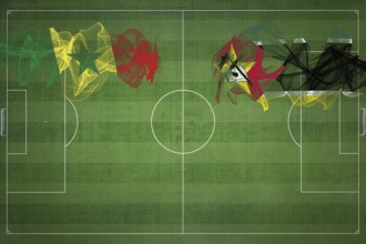Senegal vs Mozambique Soccer Match, national colors, national flags, soccer field, football game,
