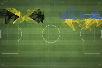 Jamaica vs Ukraine Soccer Match, national colors, national flags, soccer field, football game,