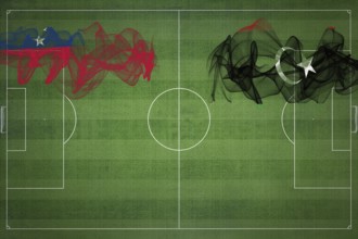 Samoa vs Libya Soccer Match, national colors, national flags, soccer field, football game,