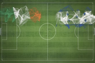 Ireland vs Honduras Soccer Match, national colors, national flags, soccer field, football game,