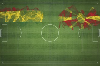 Bolivia vs North Macedonia Soccer Match, national colors, national flags, soccer field, football